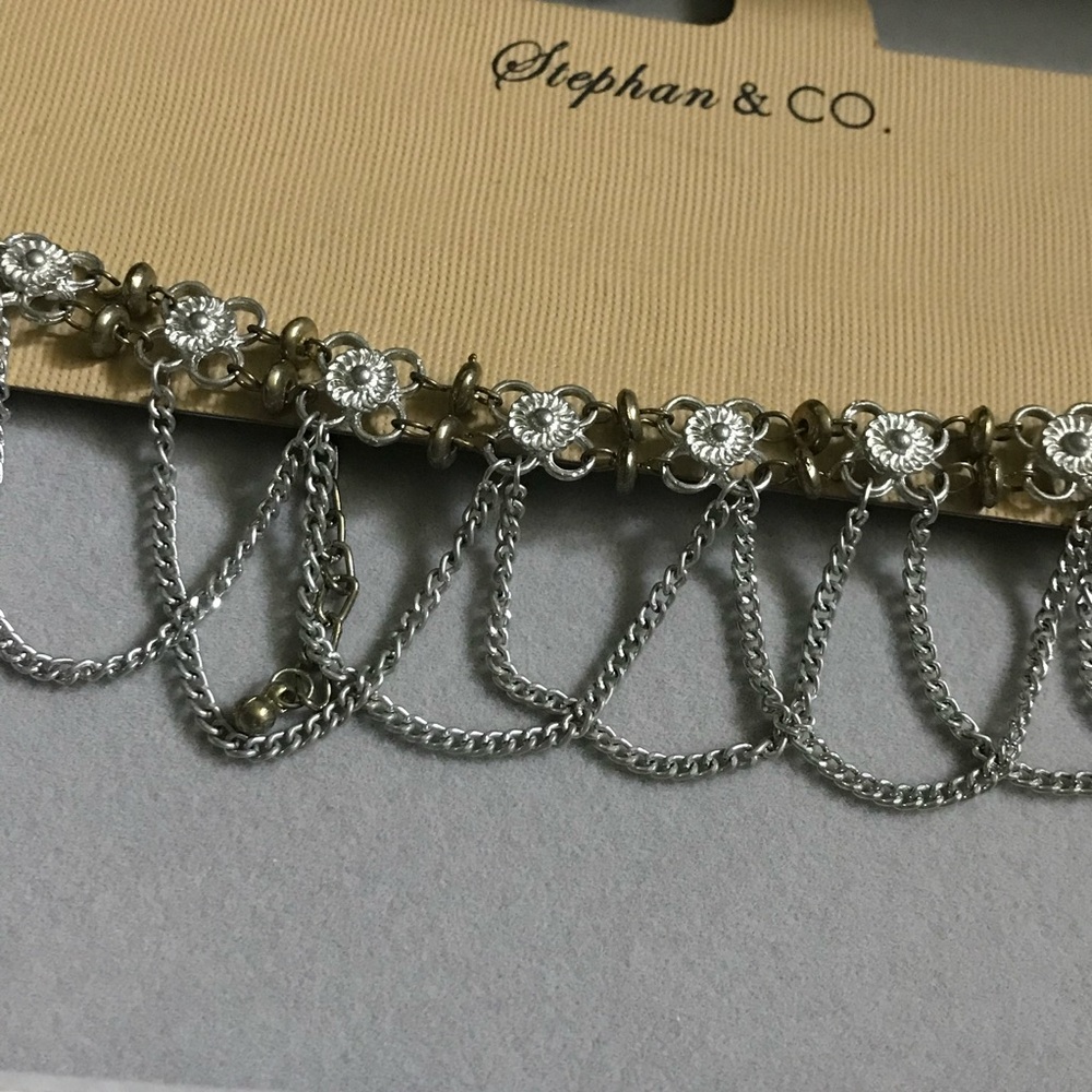 Stephan & co floral chain choker necklace